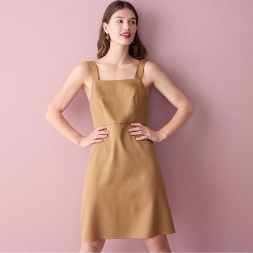 NWT J. Crew Squareneck A-line dress in Gramercy twill sz 8 cappuccino #BK702
